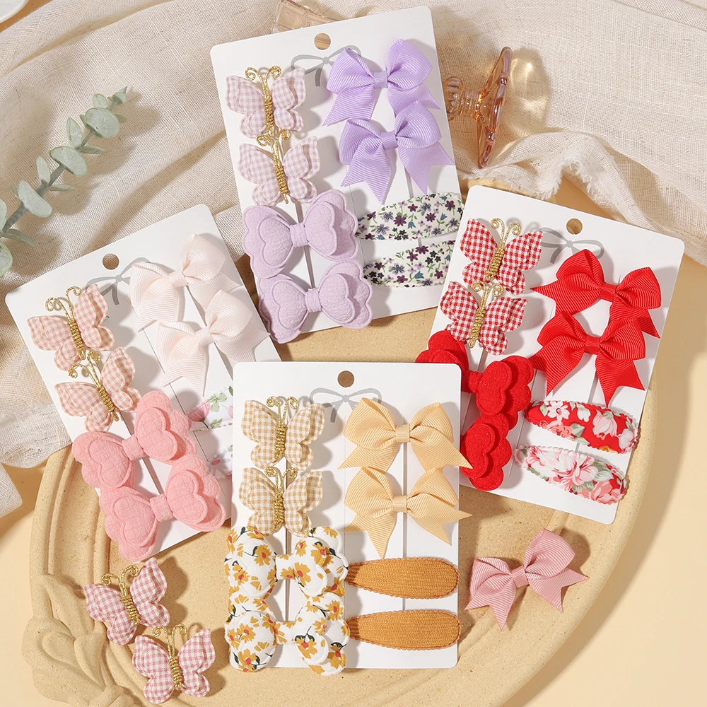 1 Set Cute Bow Hair Clips Fabric Printed BB Clips Fashionable Party Outfits for Children Teenagers Girls Daily Hair Accessories