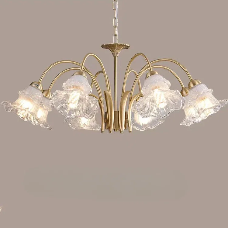 

GHJUYIOL French retro countryside living room pendant lamp, antique cream style flower lamp, artistic all copper bedroom main la