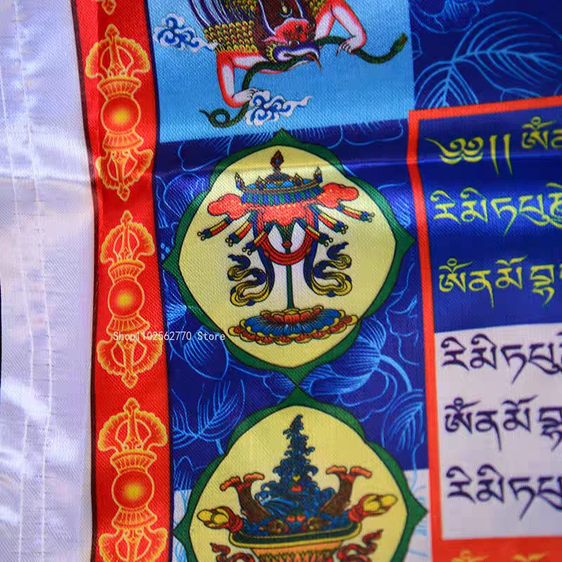 أعلام الصلاة الملونة Xizang نسيج القماش الحريري الرياح الحصان العلم ديكور منزلي Xizang الصلاة في الهواء الطلق معلقة للديكور