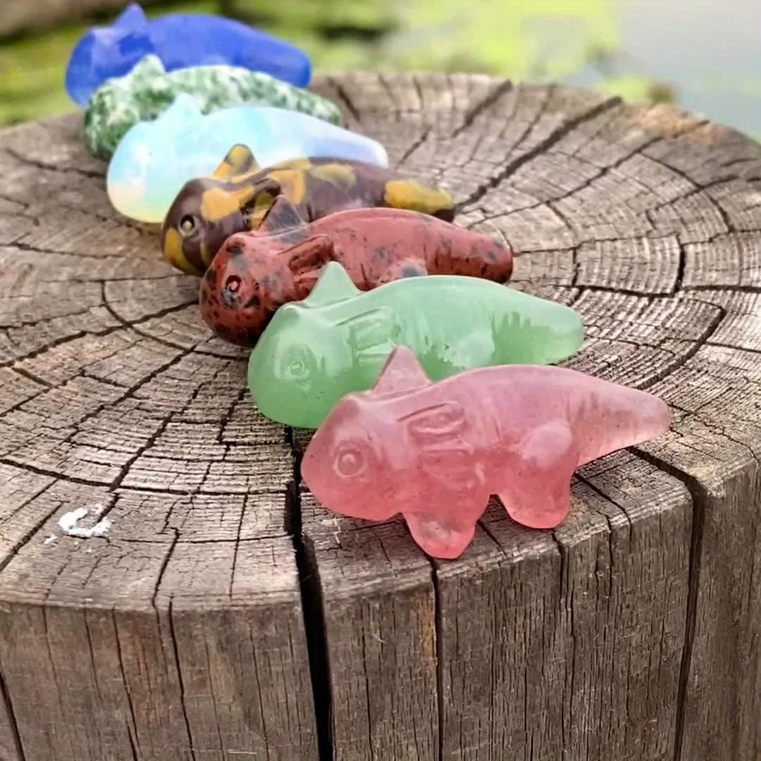 Natural Mineral Crystal Axolotl Carvings Gemstone Salamander Cub Carving Decompression Crystals Carving For Home Office Decor