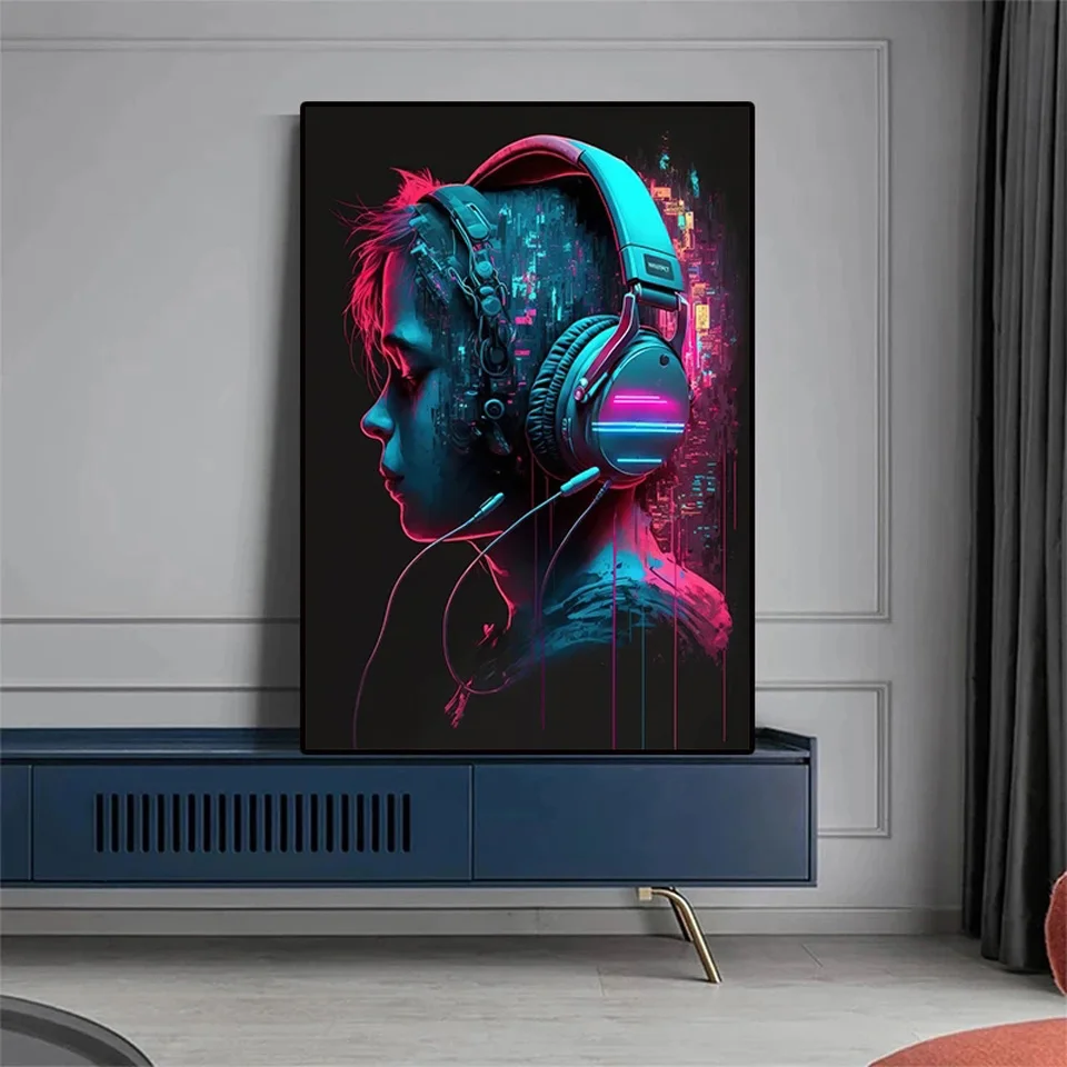 Music Neon Punk Diamond Painting Dj Guitar Karaoke Headphones Embroidery Square/Round Diy Full Diamond Mosaic Cross Stitch Art