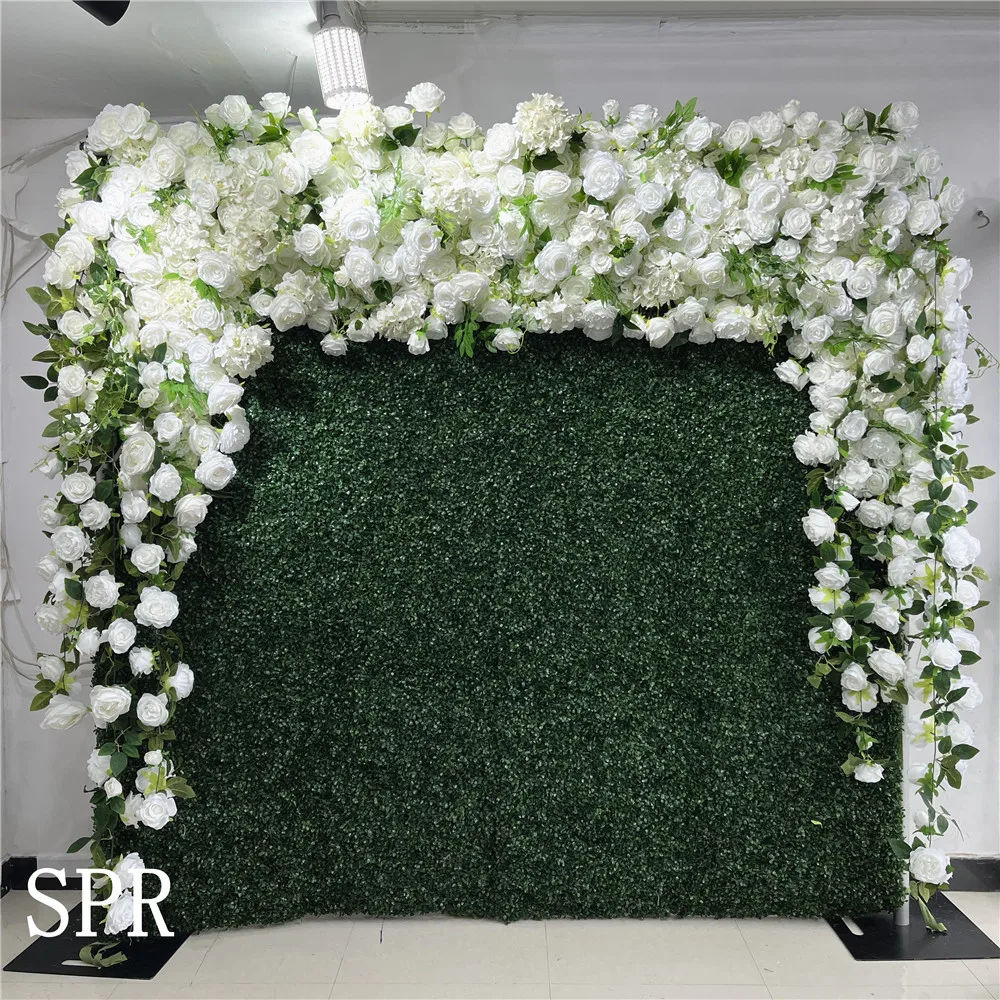 

SPR 3D Rolled Up Home Decoration or Wedding Party Ceiling Decorative Flowers Green Leaves Plastic Plant Wall