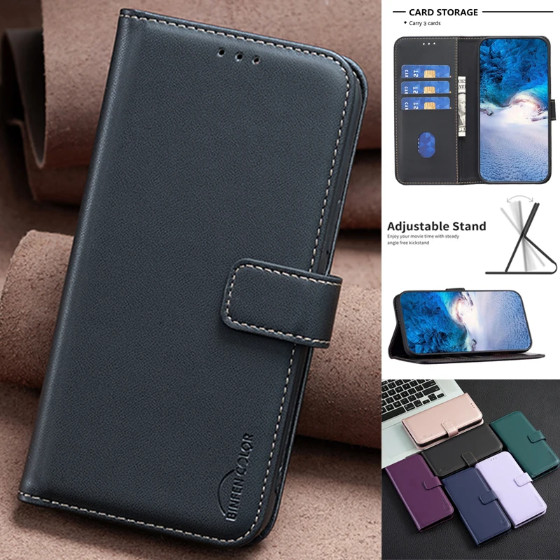 Y03 4G V2332 Solid Color Flip Phone Case For VIVO Y03 Y38 Y200i Y28 Cases Fashion Magnetic Leather Wallet Card Slots Back Cover