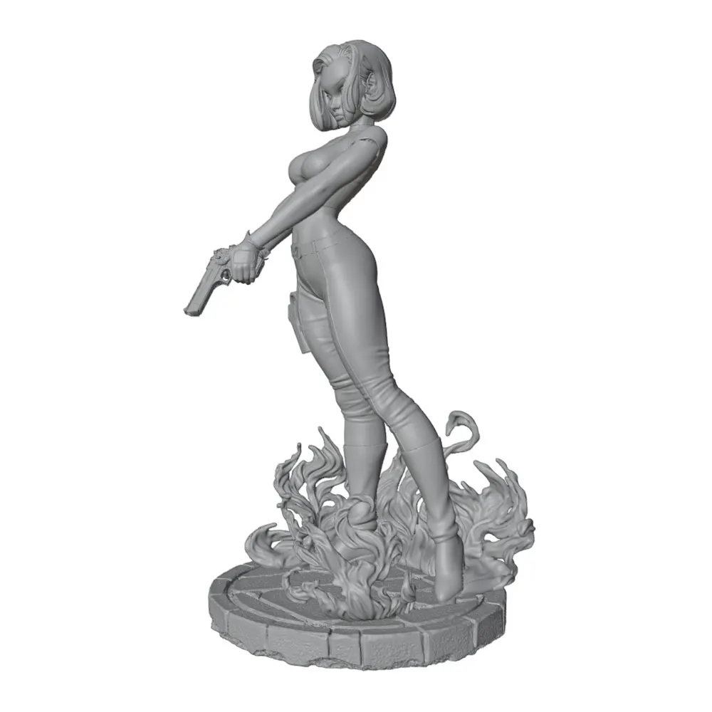 1/24/6 The Fatal Beauty of the Monastery, a sharpshooter who loves the Desert Eagle, 3D printed gray model statue, unpainted.