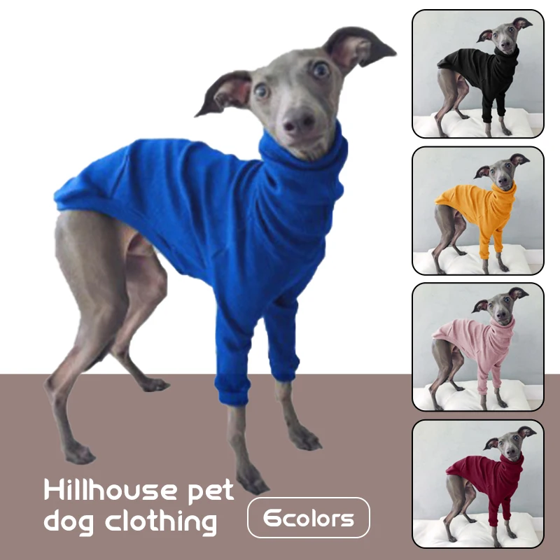 Abrigo de cuello alto de algodón para perros tipo galgo whippet_voghion.com