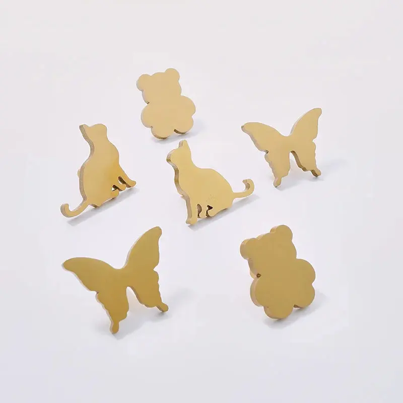 Clever Cat Bear Shape Knobs and Handles for Darwers Gold Solid Brass Kids Bedroom Cabinets Handle Cute Children's Room Door Knob