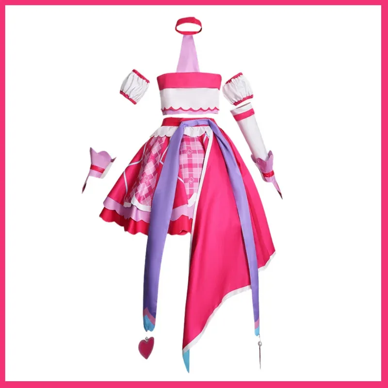 أزياء أنيمي يو آيد أيدول بريكور ساكورا أوتا التأثيرية فستان الأميرة الشبكي الوردي شعر مستعار امرأة مثير لطيف حفلة عيد ميلاد البدلة؛ 2'a,6.h؛