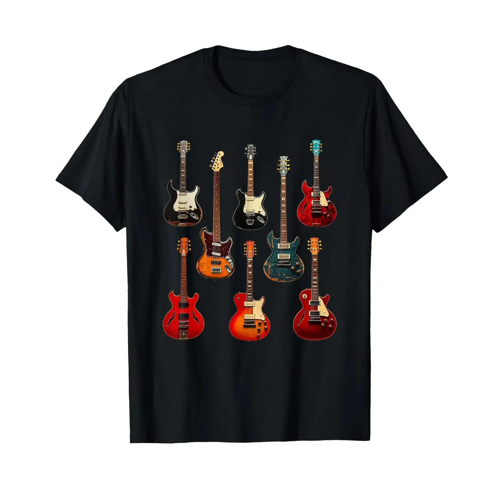 Guitar Players Electric T Shirt black vintage Washed Casual Soft graphic Versatile homme Breathable Stretched Comfortable