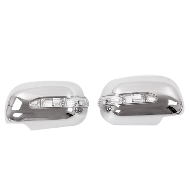 for Toyota Hilux Vigo 2005-2011 Silver Chrome Rearview Side Door Mirror Cover Cap with LED Turn Signal Light Lamp