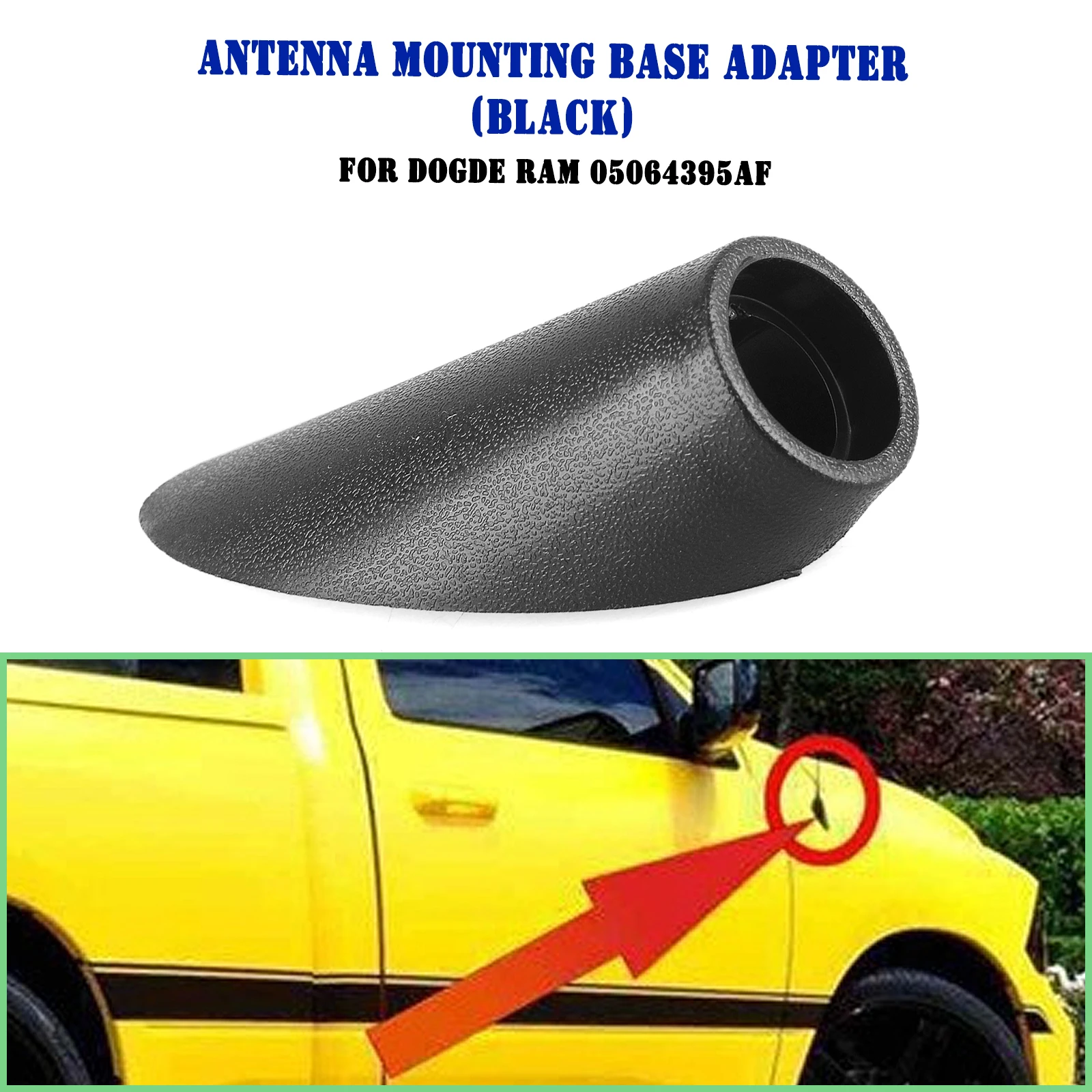 

Exterior Side Antenna Aerial Cap Mounting Base Adapter For Dodge Ram 1500 2009-2018 2500 3500 2010-2018 4500 5500 2011-2018