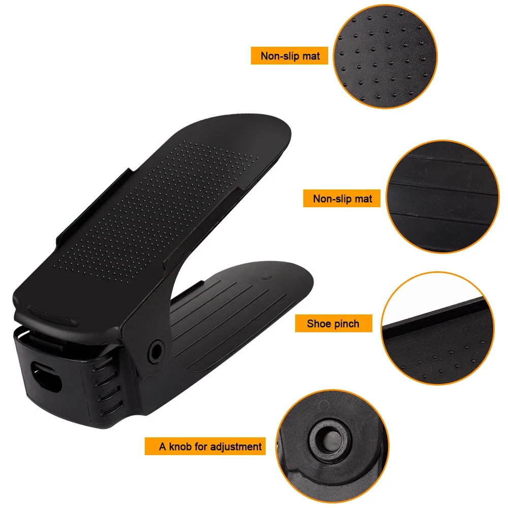 신발 걸이, 조절식 더블 스탠드, 신발 정리 보관 슬롯, 캐비닛, 옷장 보관 랙, 8 개