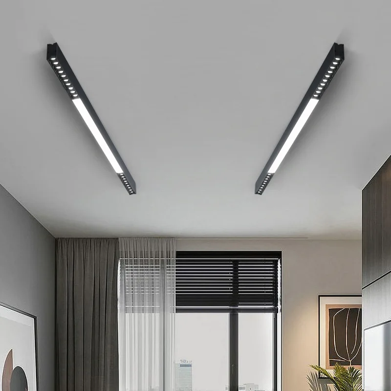 Living Room LED Surface Mounted No Main Light Long Bar Grille Ceiling Light, Corridor balcony Bedroom Long Line Decorative Light
