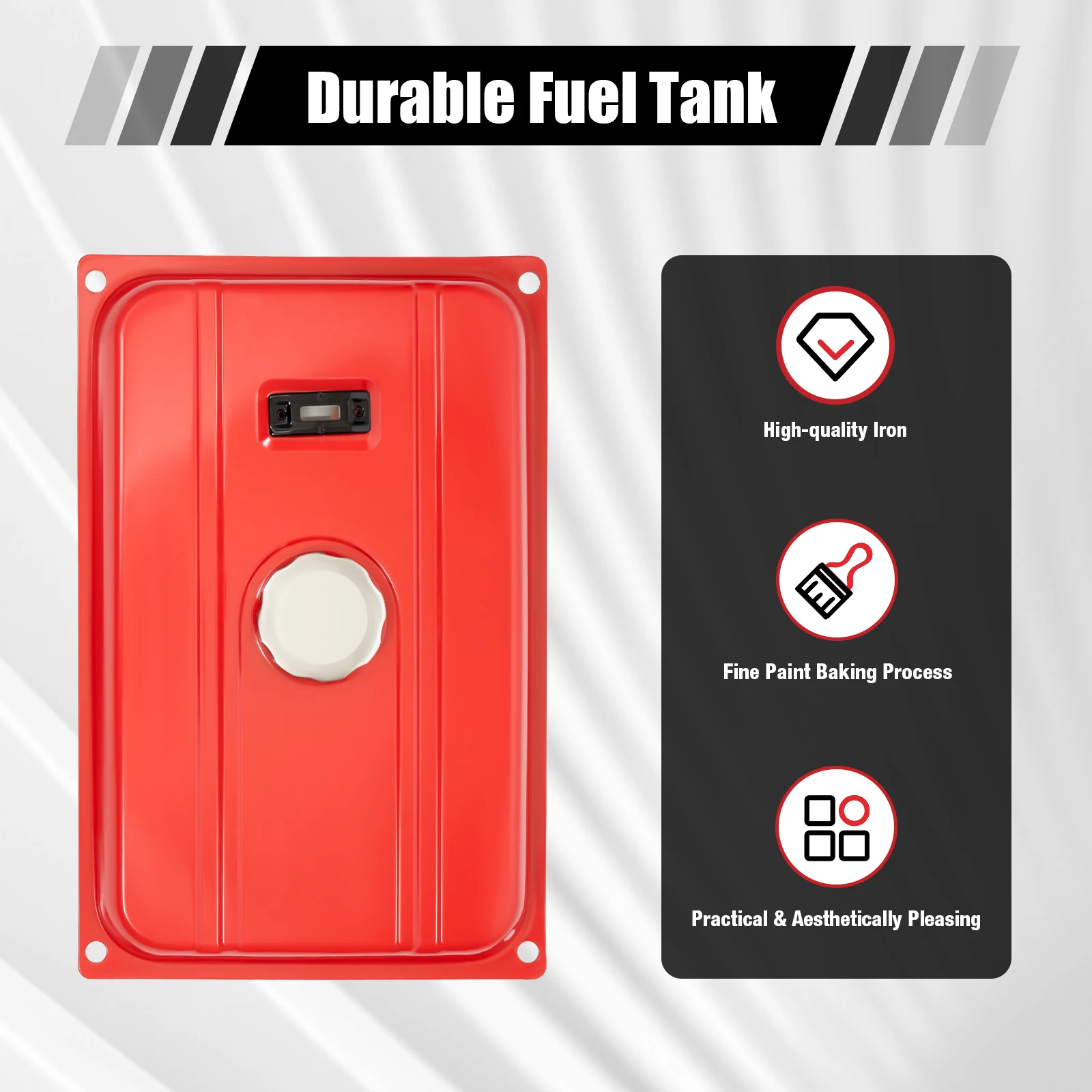 5 Gallon Red Generator Gas Tank Fuel Filter Cap with Fuel Gauge Rubber Damping Pads for Honda Series Single-Cylinder Generator
