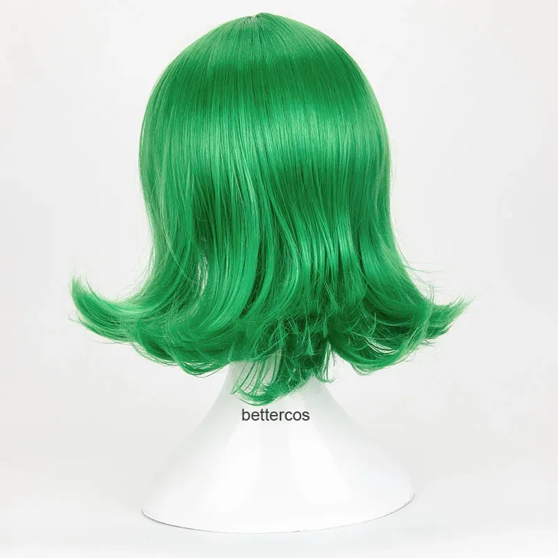 فيلم Inside Out Disgust تأثيري الباروكات الأخضر قصير مجعد مقاومة للحرارة الشعر الاصطناعية + غطاء شعر مستعار DGF. ;67H'H.G
