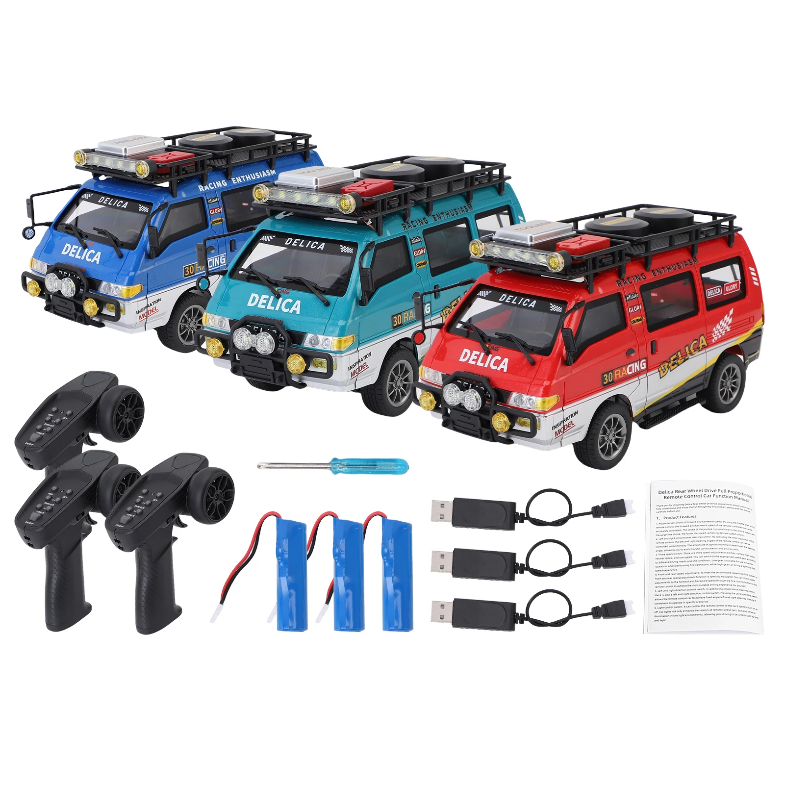 

1:24 Scale Off-Road RC Van, 2.4G Proportional Remote Control Car, Toy Car with LED Headlights for Adults Kids