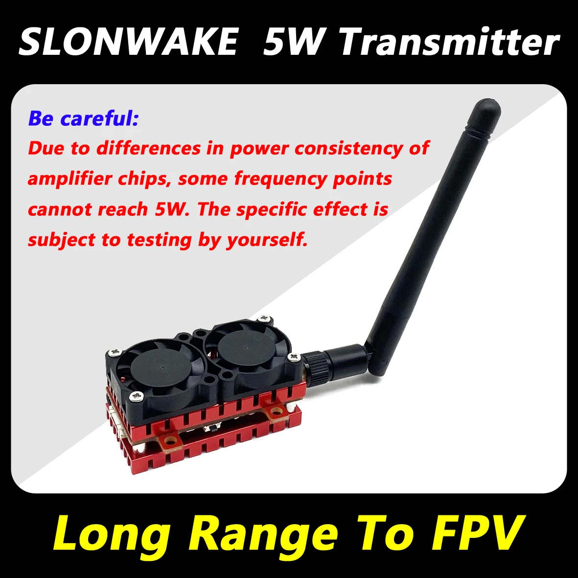 SLONWAKE Long Range 5W 5.8G 48-Channel FPV VTX Transmitter Module Dual Cooling Fan Built-in Microphone for FPV Racing Drones