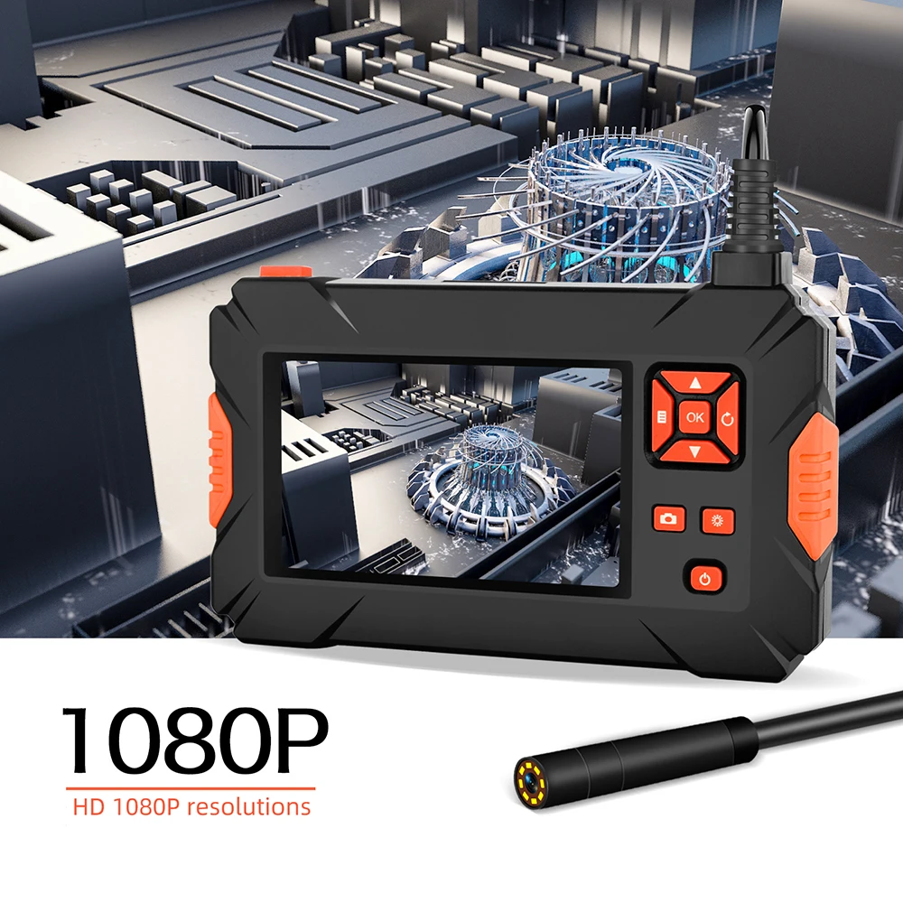 5.5mm HD Dual Lens Pipeline Industrial Endoscope 4.3 Inch IPS Screen Car Engine Maintenance Camera Hard Snake Cable Borescope