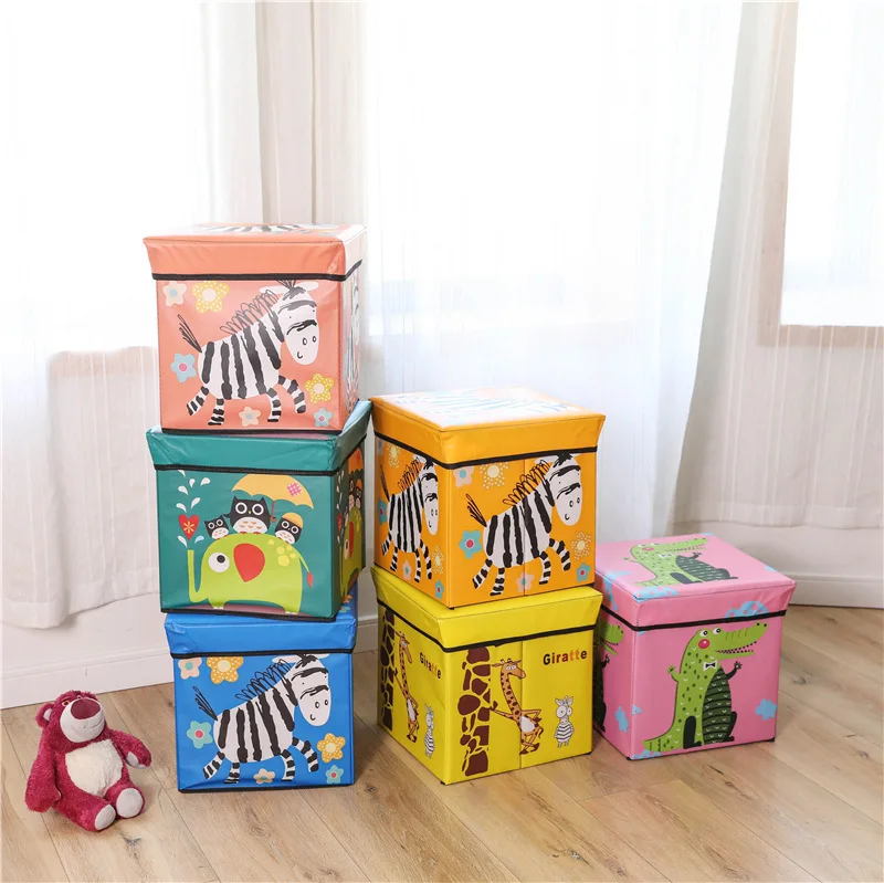 Multi-function Storage Stool for Children, Cloth Art Storage Box, Foldable Household Clothing Sorting, Creative Cartoon, New