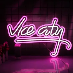 Vice City Neon Sign USB LED Neon Light for Bedroom, Kids Room, Game Room, Bar, Party Decor, Man Cave Wall Decoration Signs
