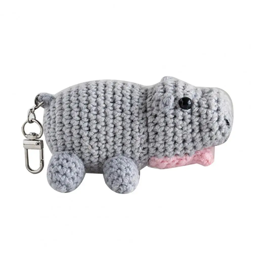 Sturdy Hippo Toy Crochet Hippo Doll Keychain Pendant Set Plush Toy for Schoolbags Shoulder Bags Cute Hippopotamus Home Decor