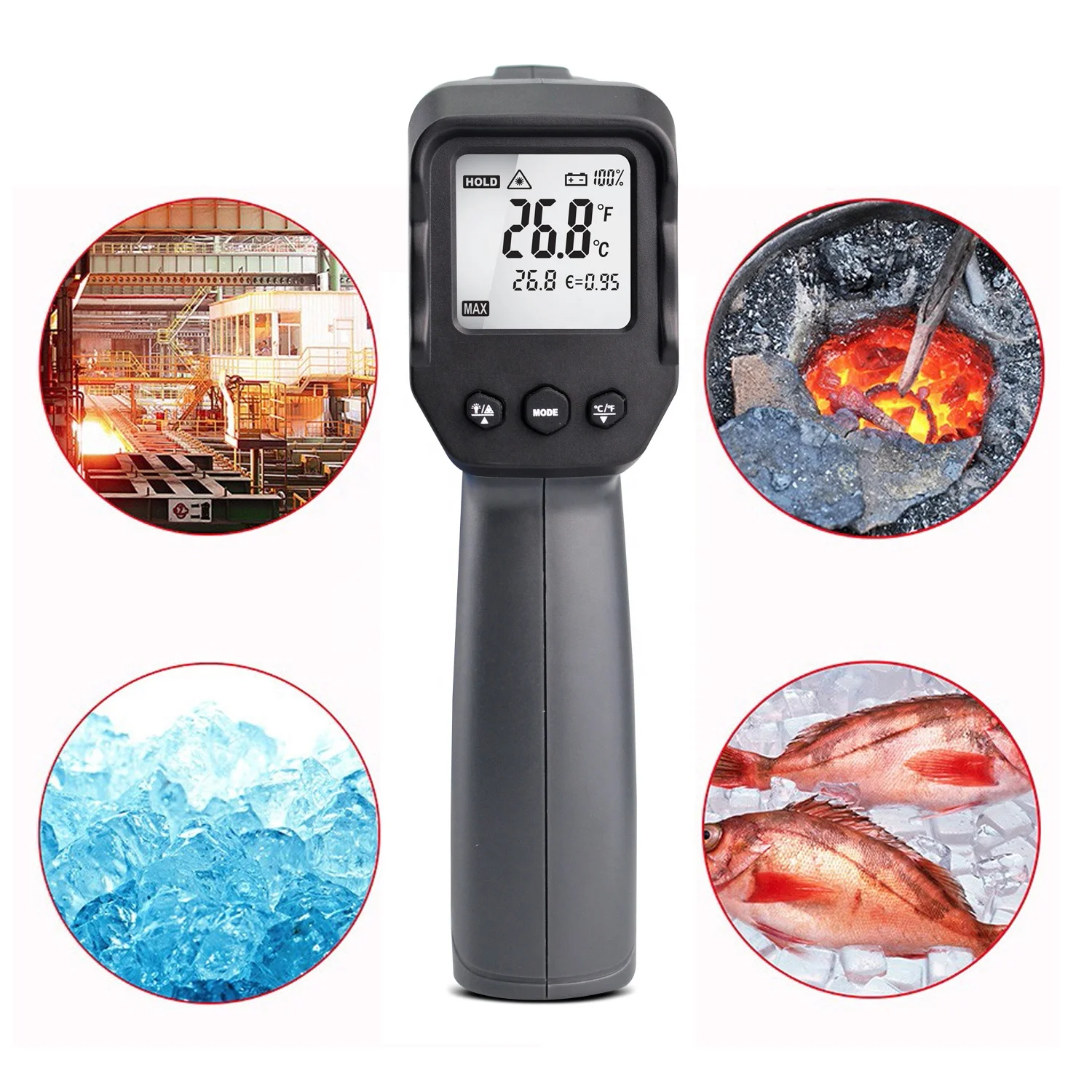 -50~1600c Double high temperature meter  High and low temperature alarm Digital Thermometer For Industry