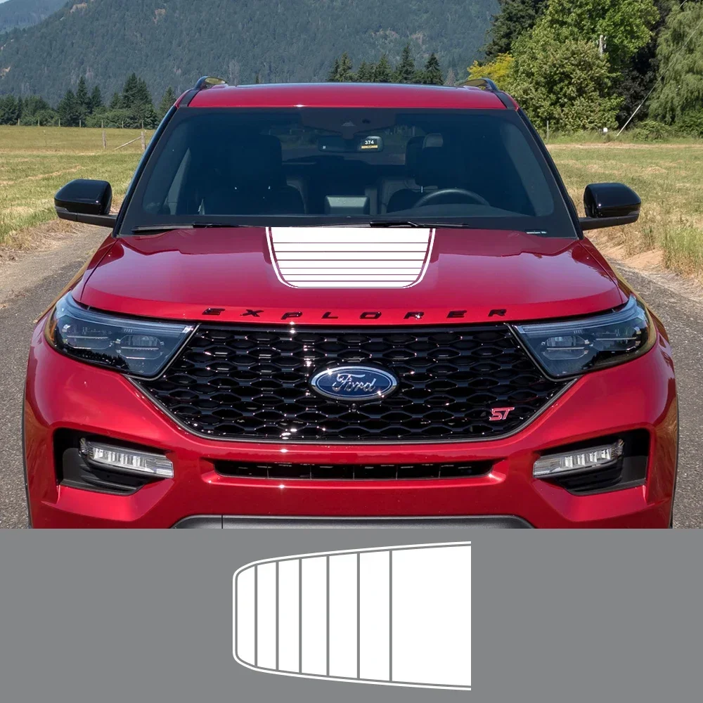 Car Hood Cover Engine Sticker For Ford Explorer 2 3 4 5 6 Tuning Auto Accessories Rally Stripes Style Vinyl Film Decor Decals