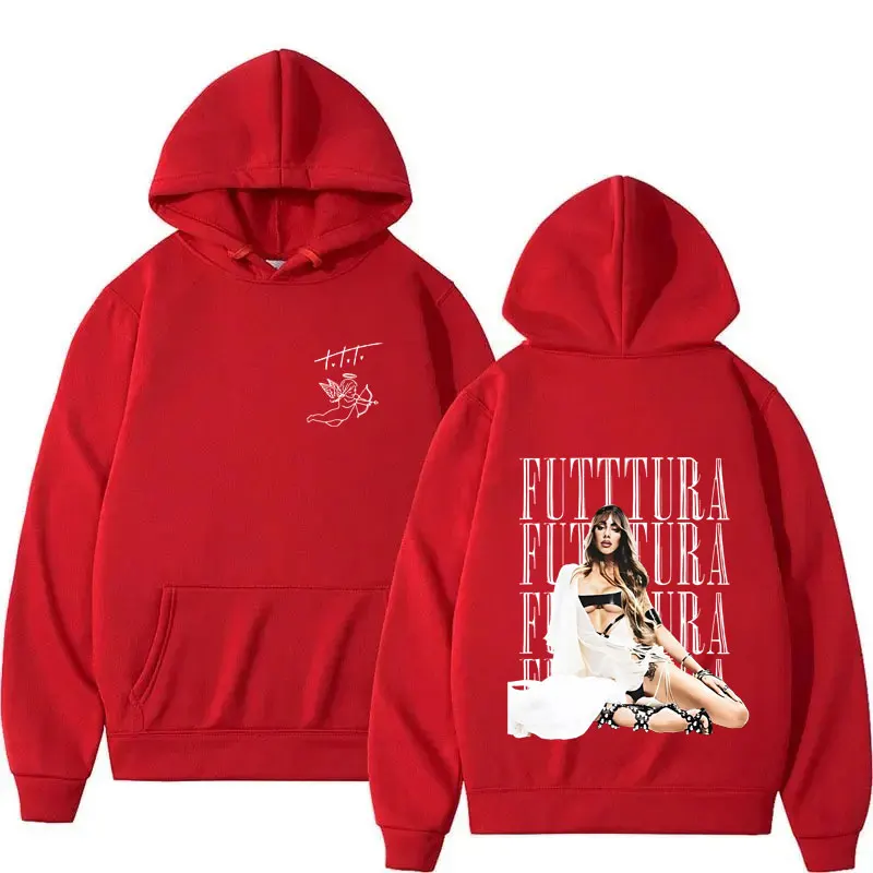 المغني TINI STOESSEL Tour 2025 Harajuku الجمالية المتضخم هوديس رجالي الخريف/الشتاء الصوف عادية القوطية كم طويل البلوز