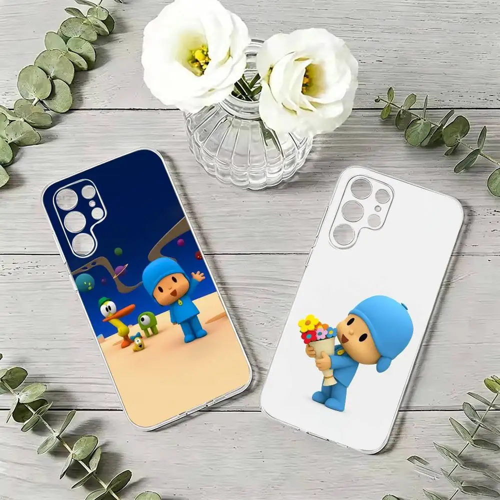 Cartoon P-Pocoyos Cute  Clear Phone Case For Samsung S24 S23 S22 S21 S20 S10 Note 20 Ultra Note 10