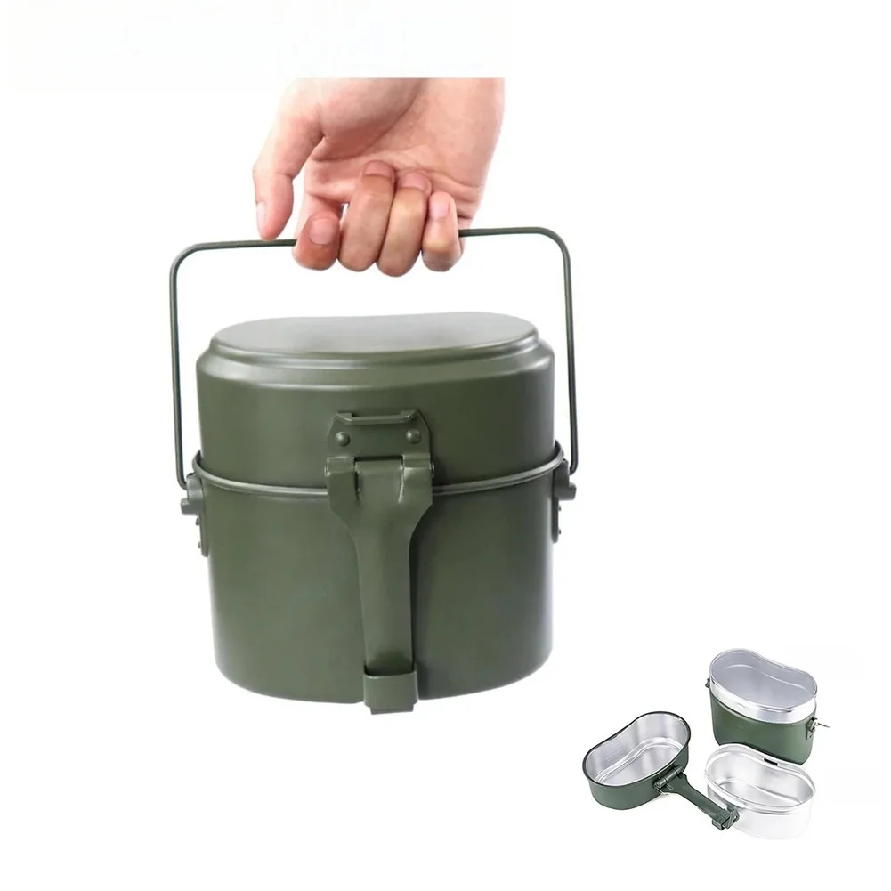 3 Pcs Aluminum Lunch Box Set 630ML Portable Compact Cookware for Outdoor Camping Hiking Food Storage and Direct Heat Cooking