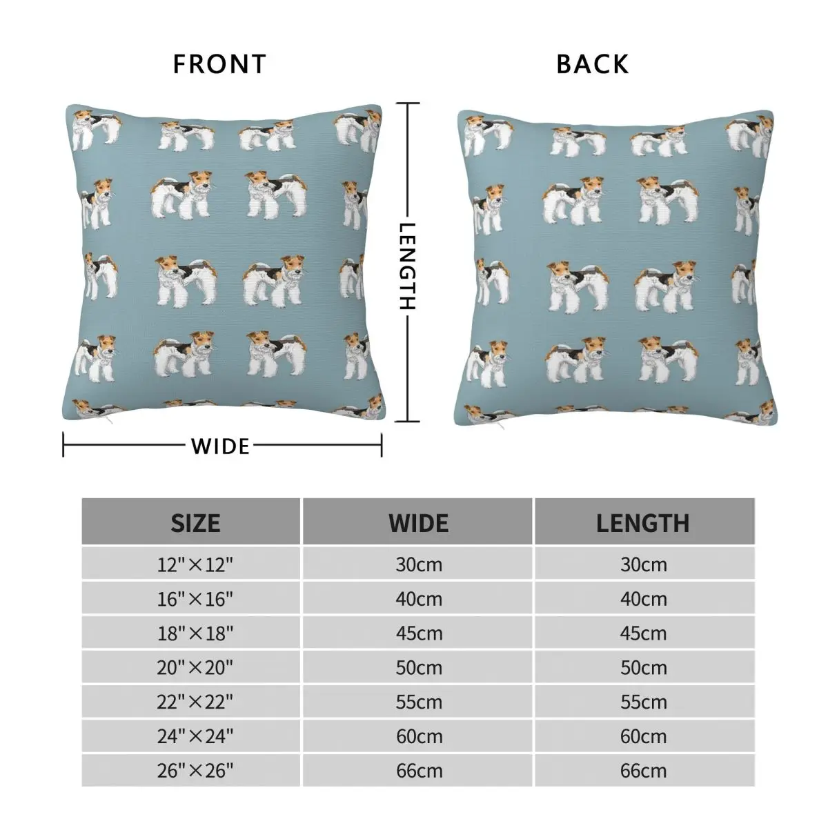 Retro Wire Haired Fox Terrier Square Pillowcase Polyester Linen Velvet Creative Zip Decorative Home Cushion Case