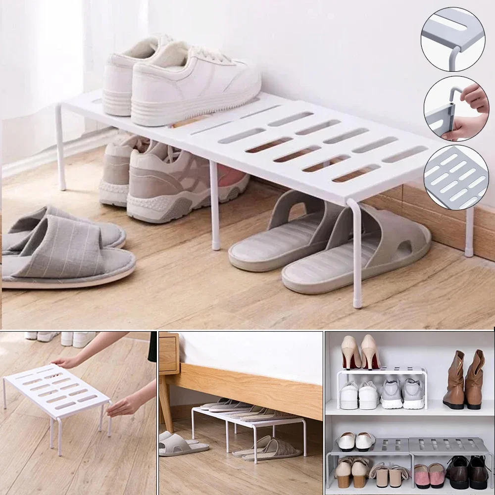 Portable Shoe Rack Organizer ABS Extensible Shoe Rack Storage Shelf Shoe Organizer Holder Storage Rack Space Saving for Home