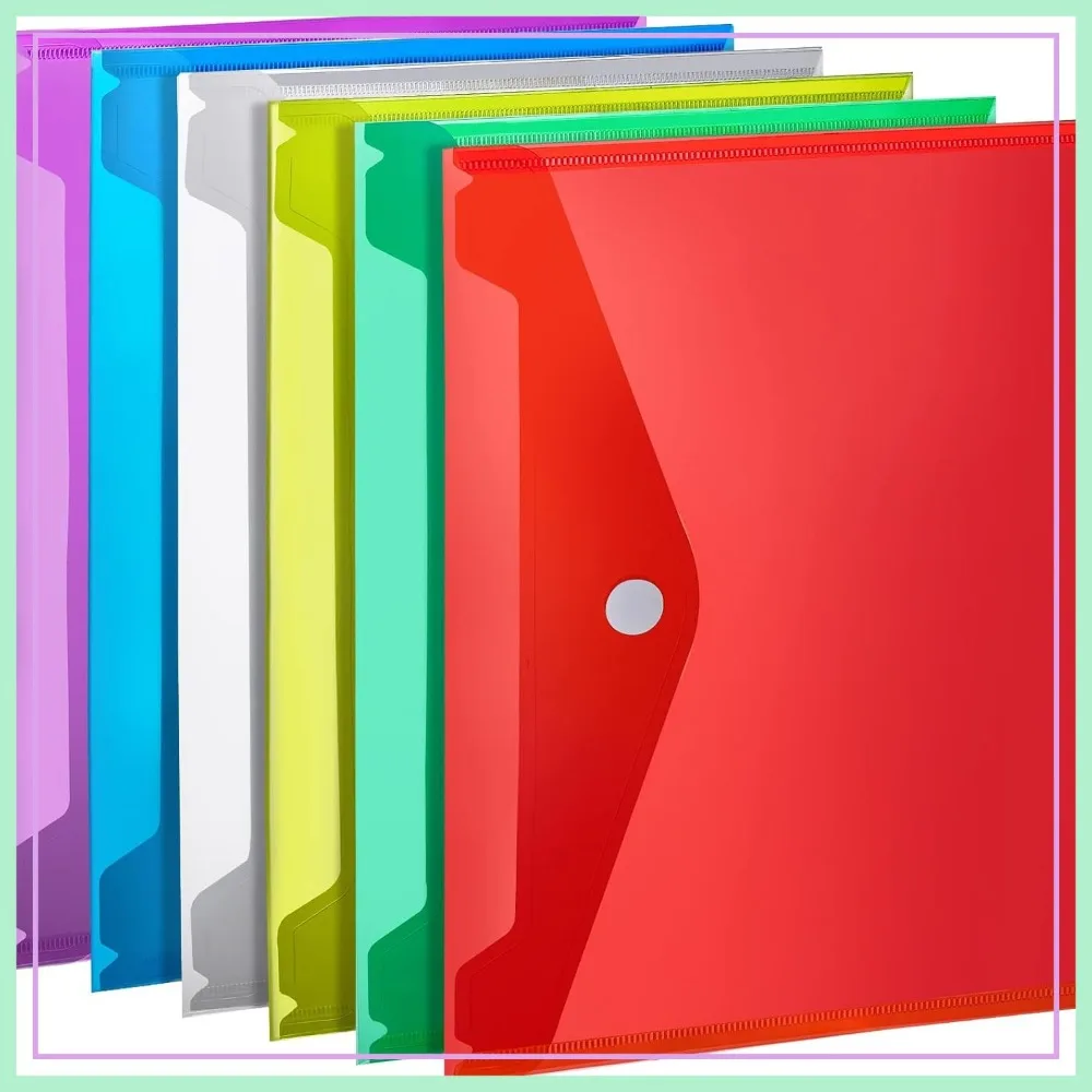 

6 PCS Reusable Clear File Folders, A4 Size Plastic Document Holder for Office