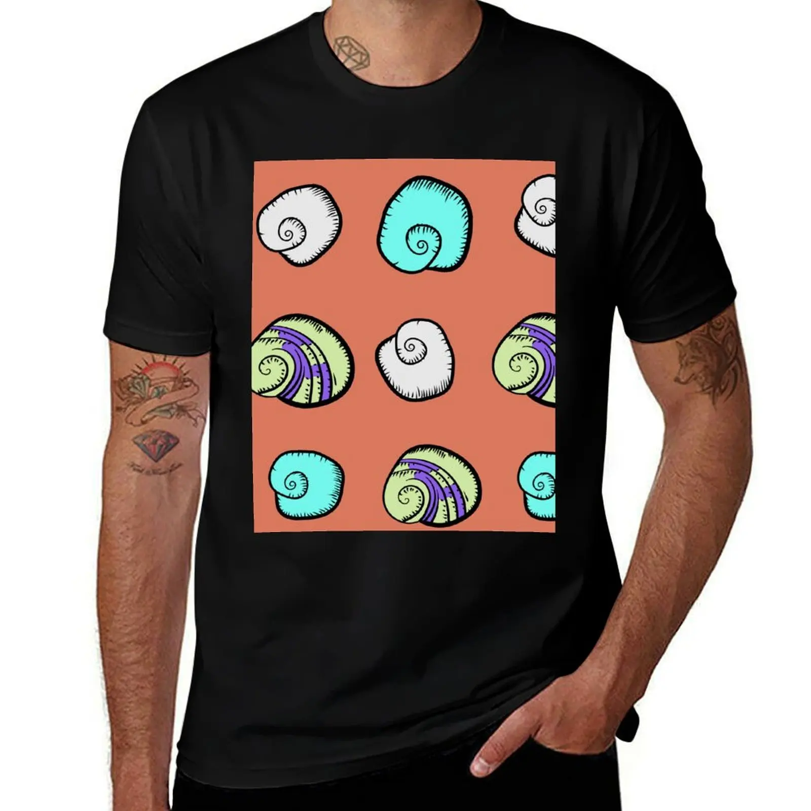 Oceanic Shells Patterns: Dive into Coastal Charm T-Shirt Casual Everyday Short Sleeve T-Shirt