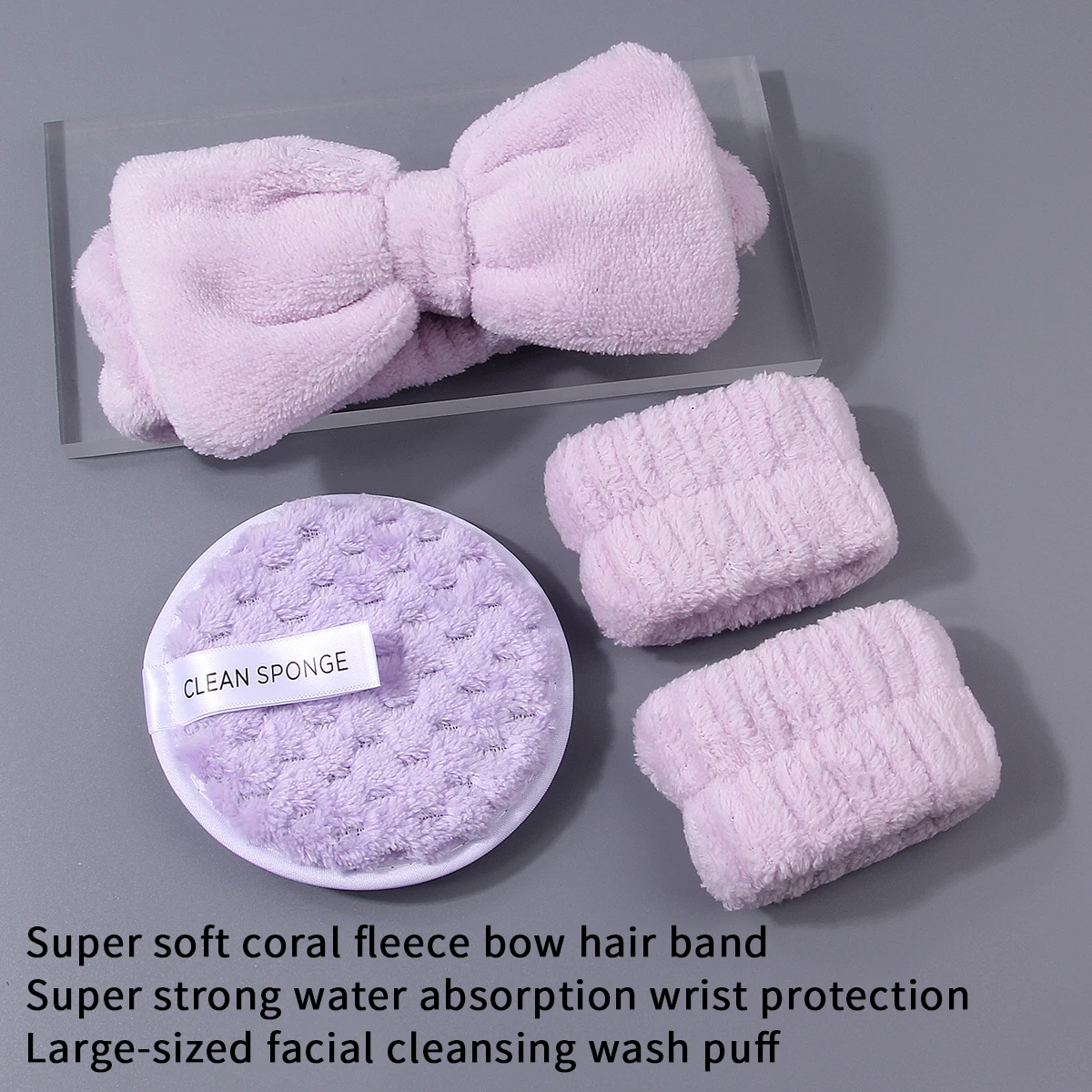 11PCS portable multi-purpose makeup brush set, bow-shaped hairband wrist strap, thickened cleansing powder puff beauty tool