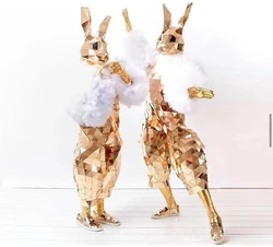 MEN WOMEN Gold rabbit mirror costume Stage showhalloween party cosplay costumes