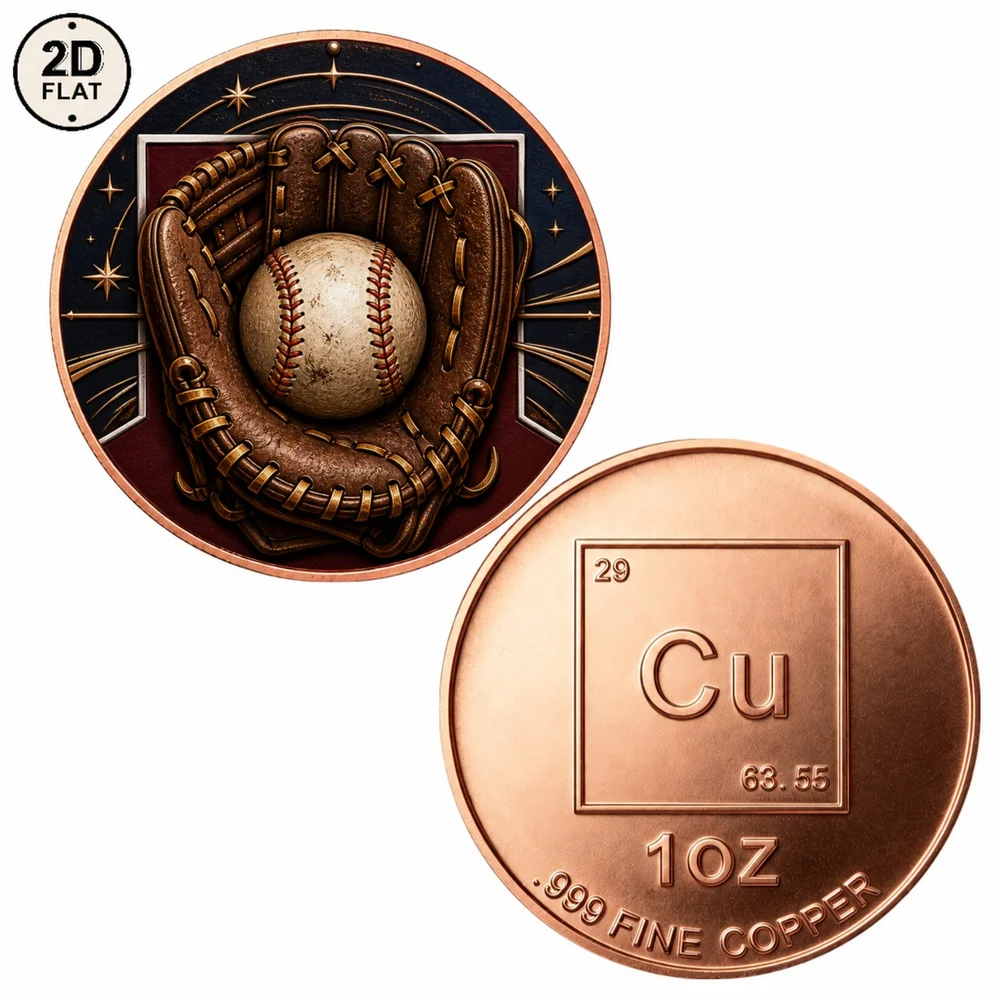 1pc Vintage Baseball Collectible Coin Leather Glove Baseball Star 1 OZ .999 Copper Token Sports Lover Gift Desktop Decor