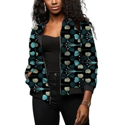 African Couture Women's Pilot Jacket Woman Short Bomber Coats Ankara Print Wears For Ladies