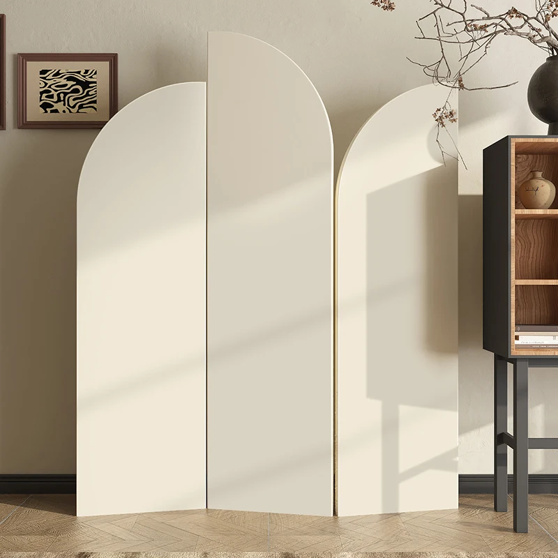 

Simple modern screen partition baffle bedroom foldable mobile solid color shape irregular office shade