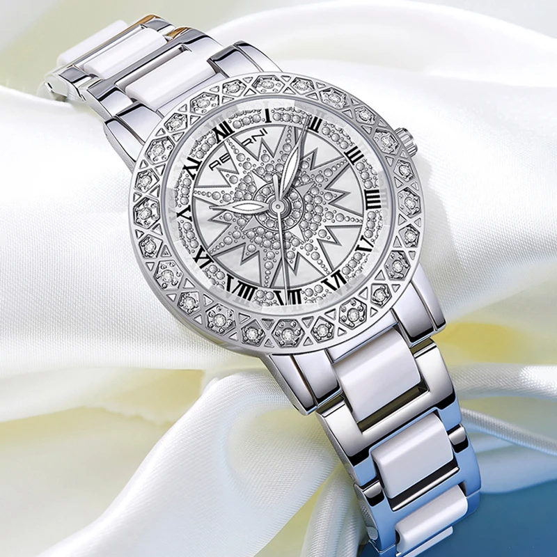 

Серебряные женские часы с вращающимся циферблатом, Новое поступление 2025, лучший бренд, роскошные женские наручные часы для женщин, высокое качество с коробкой