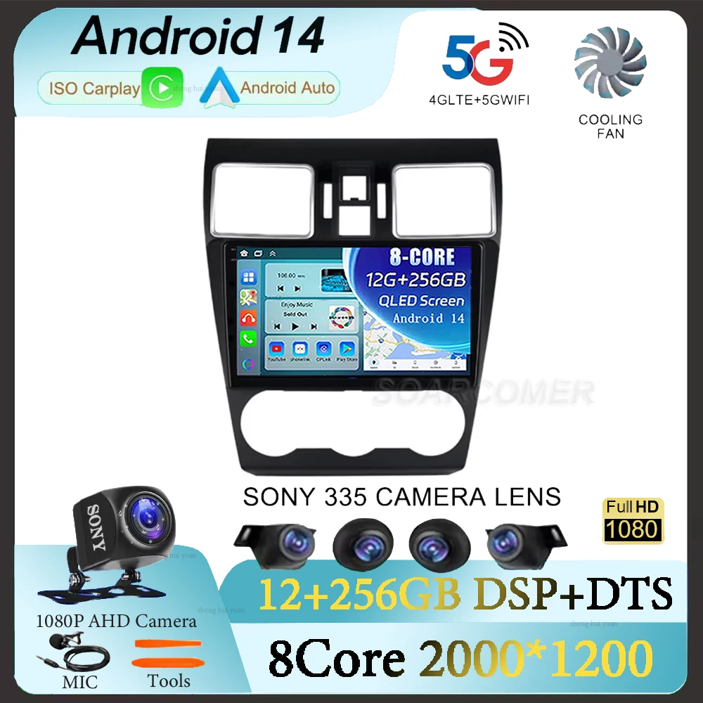 

9" Android 14.0 Car Radio For Subaru Forester XV 4 SJ WRX 2016 2017 2018 Multimedia Player 2Din Navigation GPS DSP RDS Head Unit