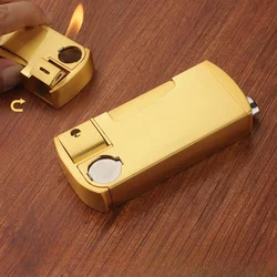 N One-piece Pipe Butane Gas Lighter Creative Retro Side Mechanical Press Ignition Oblique Flame Metal Lighter Tool Gift for Men