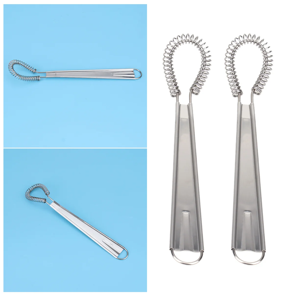 

2Pcs Stainless Steel Egg Beater Spring Whisk Handheld Cream Stirrer for Mixing Batter Sauce Scrambled Eggs Kitchen Gadgets