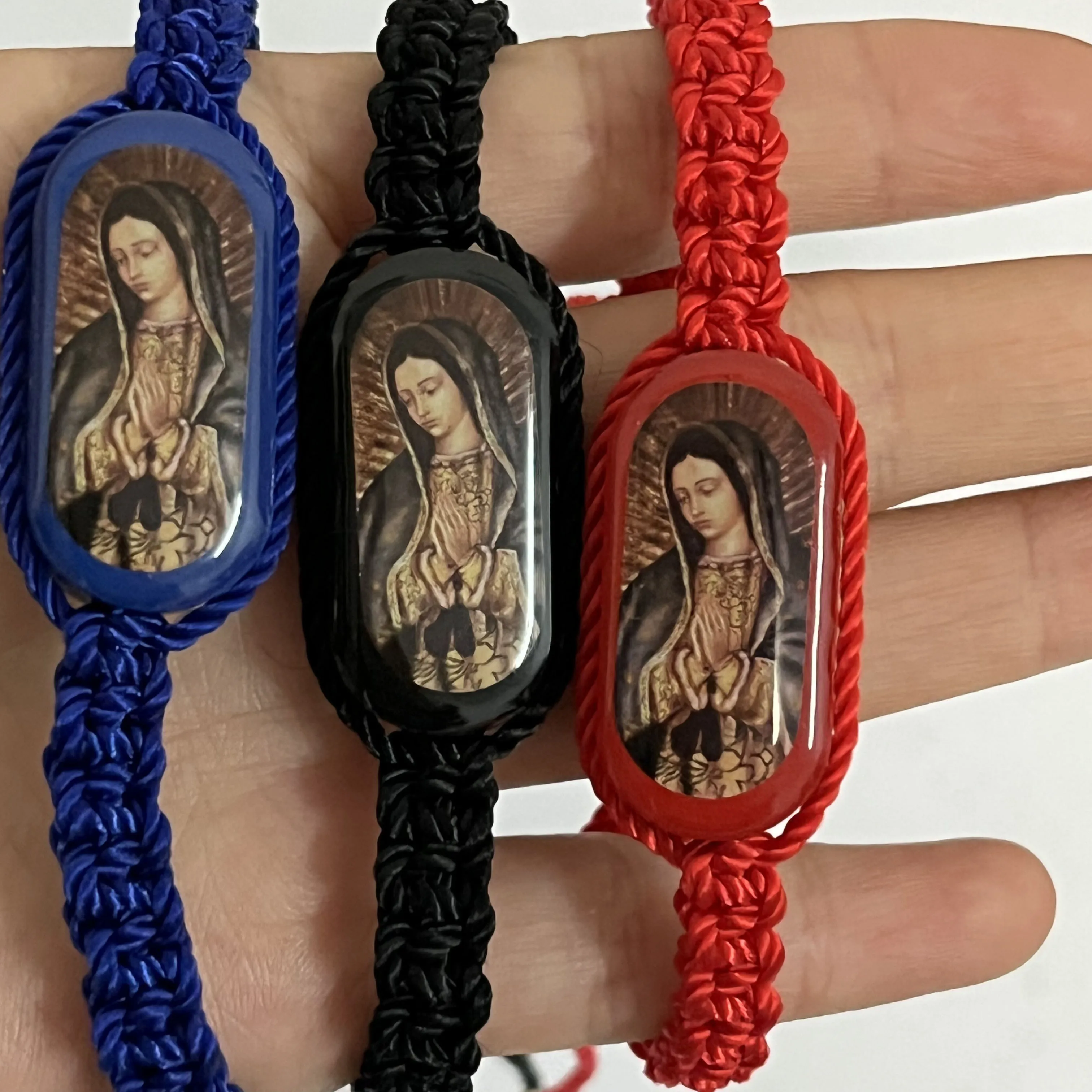 12 Pcs String Bracelet Green Holy Father Bracelets Adjustable Hademade Anklet Prayer Bracelet Gift for Father and Mom