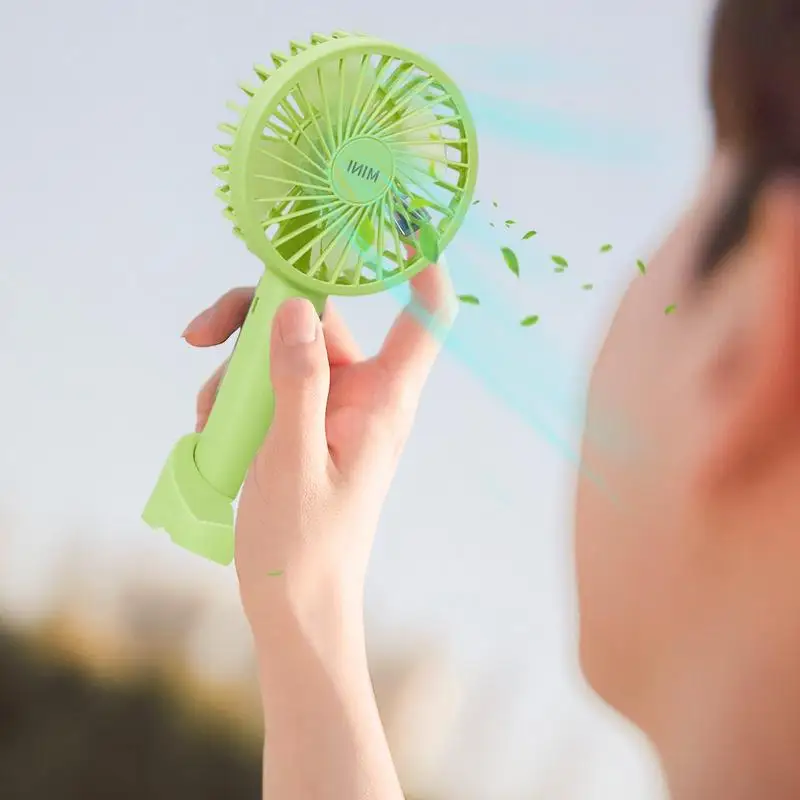 Portable Handheld Fan Desk Fan With Base Small Hand Fan For Outdoors Rechargeable Mini Cooling Fan With Three Wind Speed