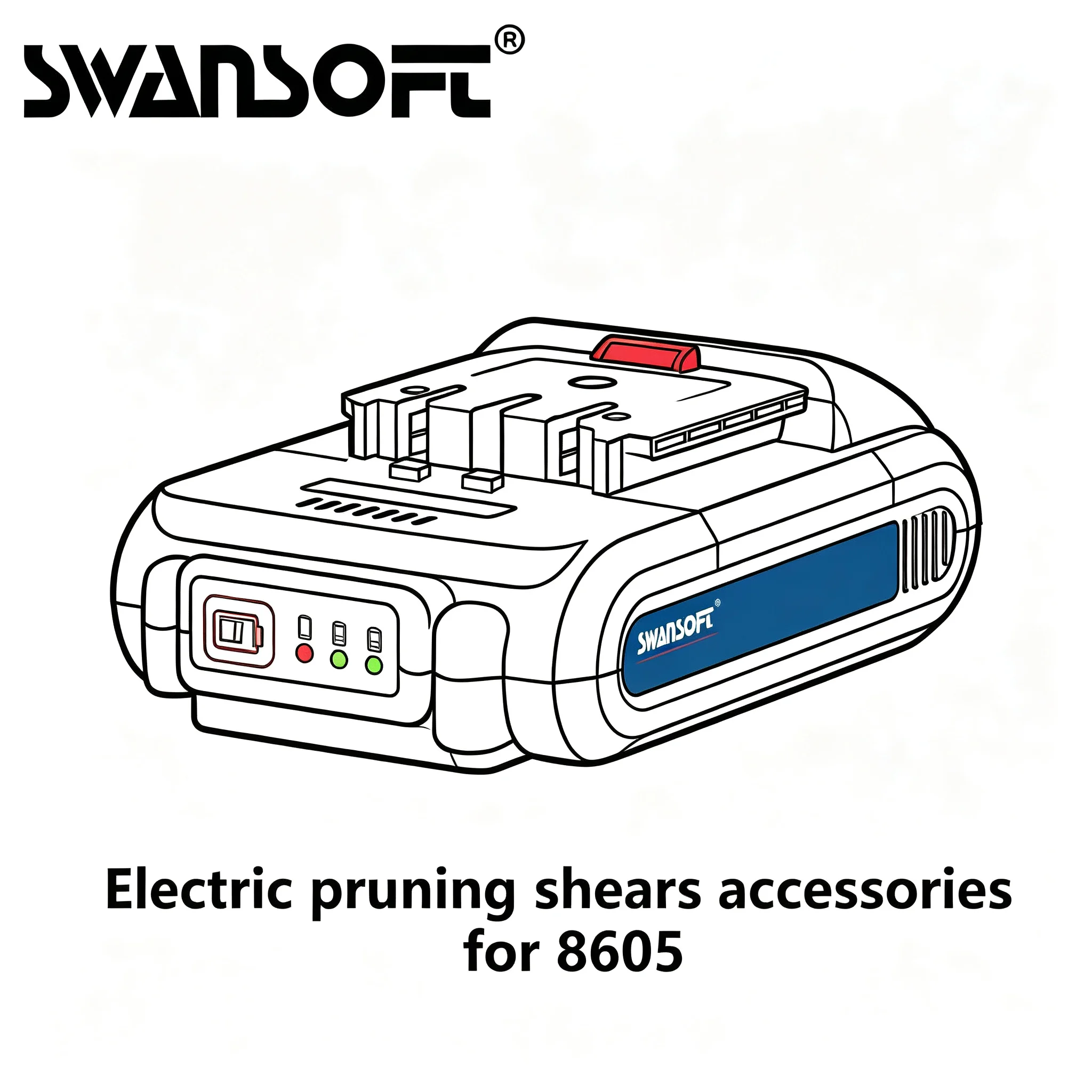 Batteria SWANSOFT 21V 2Ah, accessorio per cesoie elettriche, per modello 8605