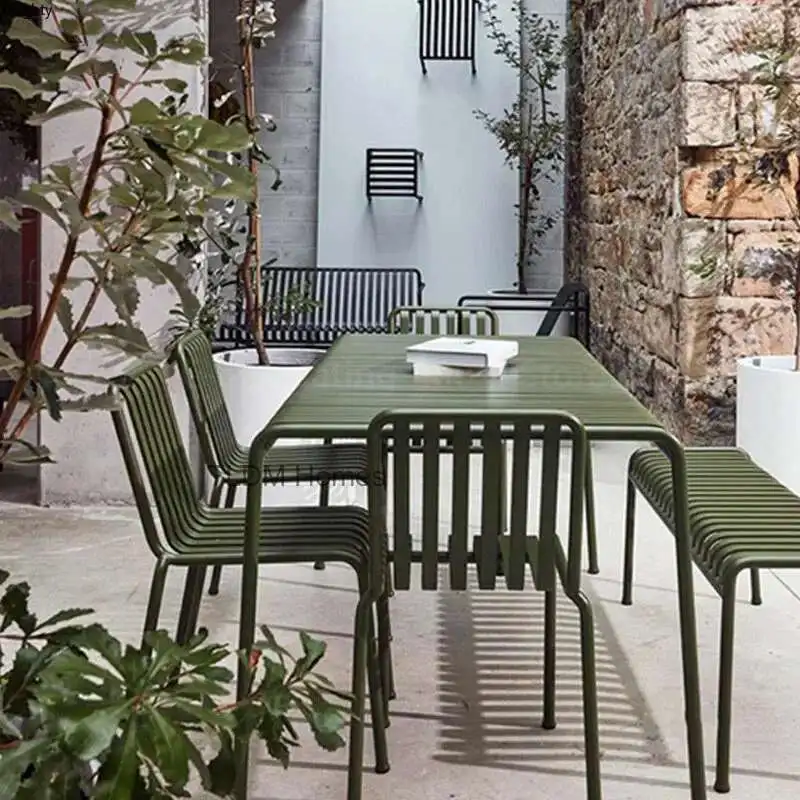 

Nordic Outdoor Furniture Wrought Iron Garden Chairs Balcony Courtyard Coffee Shop Lounge Chair Creative Restaurant Villa Stool L