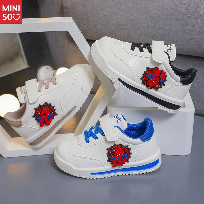 

Miniso 2025 Kids Leather Sneakers Spring Autumn, Outdoor Casual Running Shoes