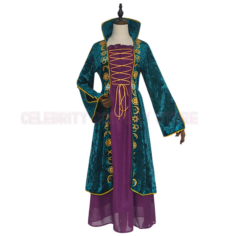 Halloween in The Middle Ages Green Velvet Dress Cosplay Costume Halloween Masquerade Carnival Banquet Party Outfits for Women