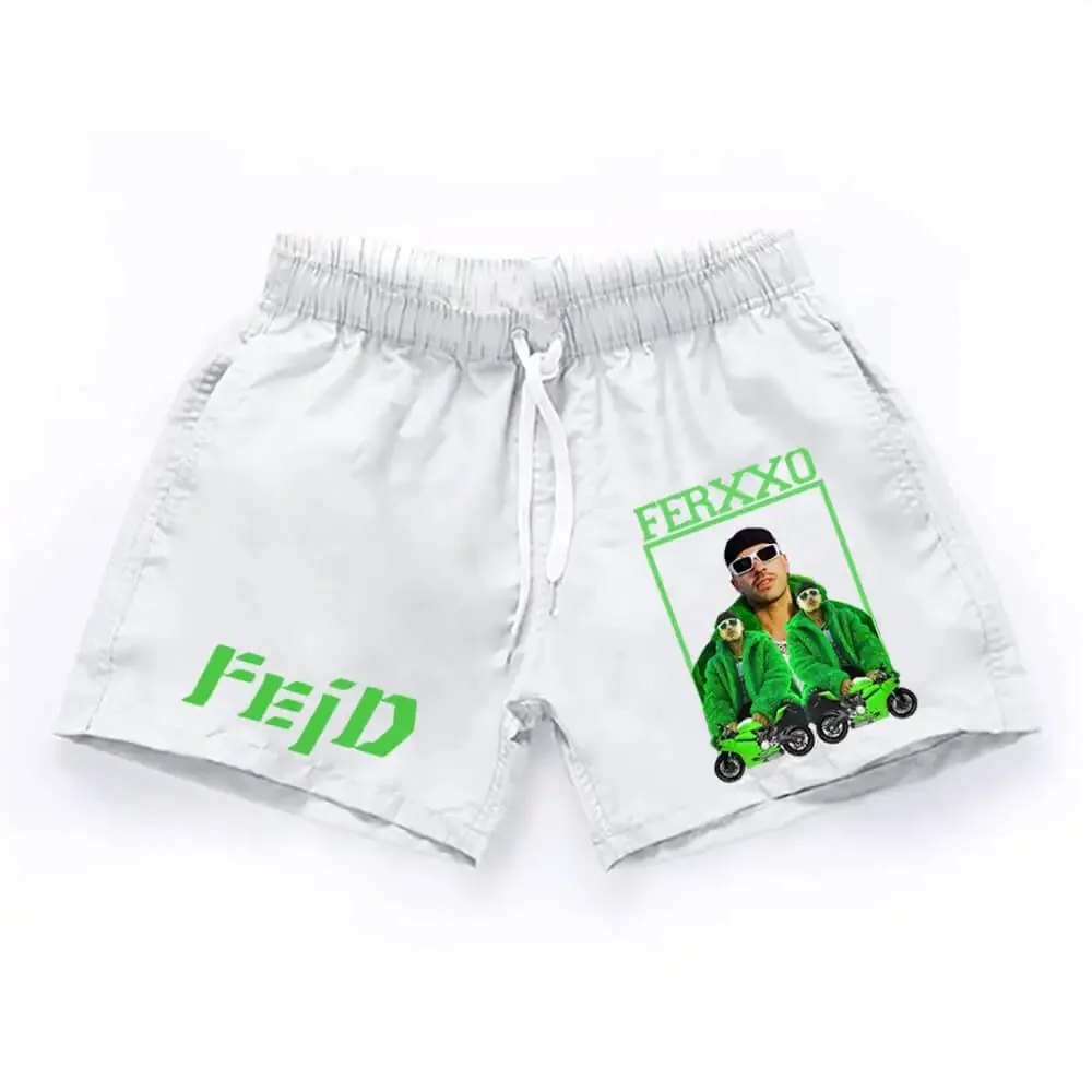 Rapper Ferxxo Shorts for Men Oversize Casual Running Short Pants Feid Merch Three Cents Trousers Quick Dry Beach Board Shorts