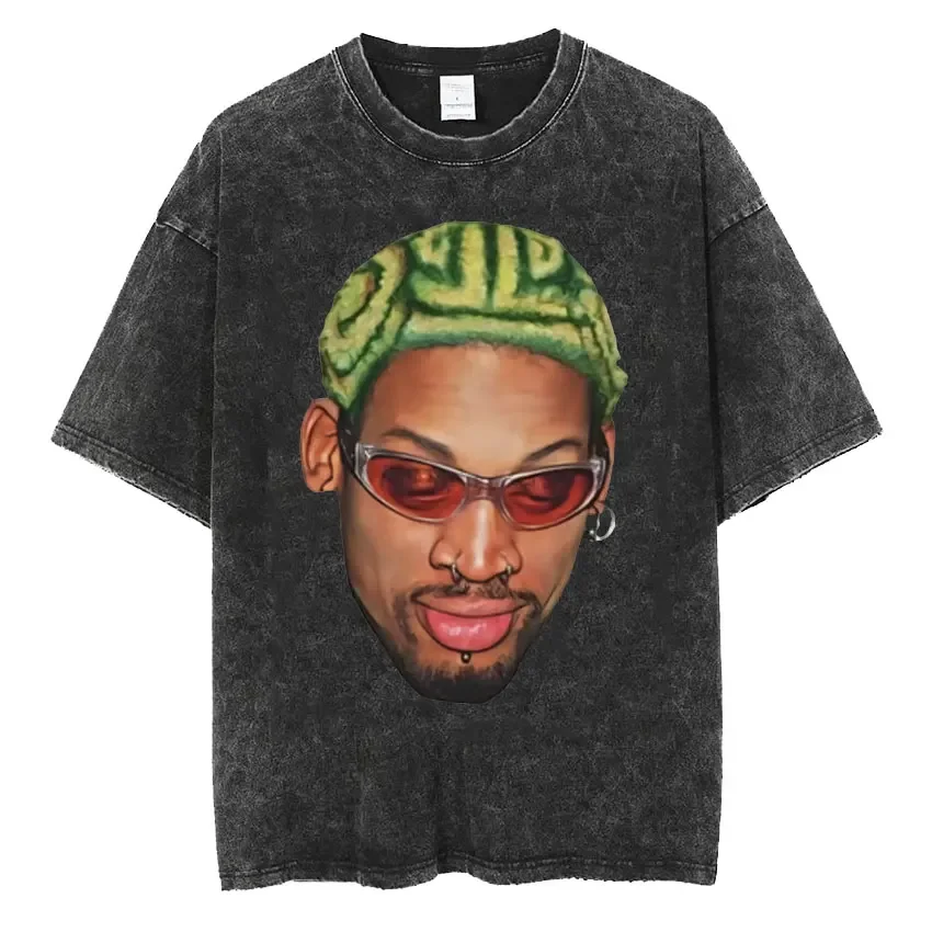 

Классическая футболка с рисунком Dennis Rodman, мужская редкая черная футболка Homage, винтажная футболка в стиле рэп, хип-хоп, модная стираная футболка, уличная одежда